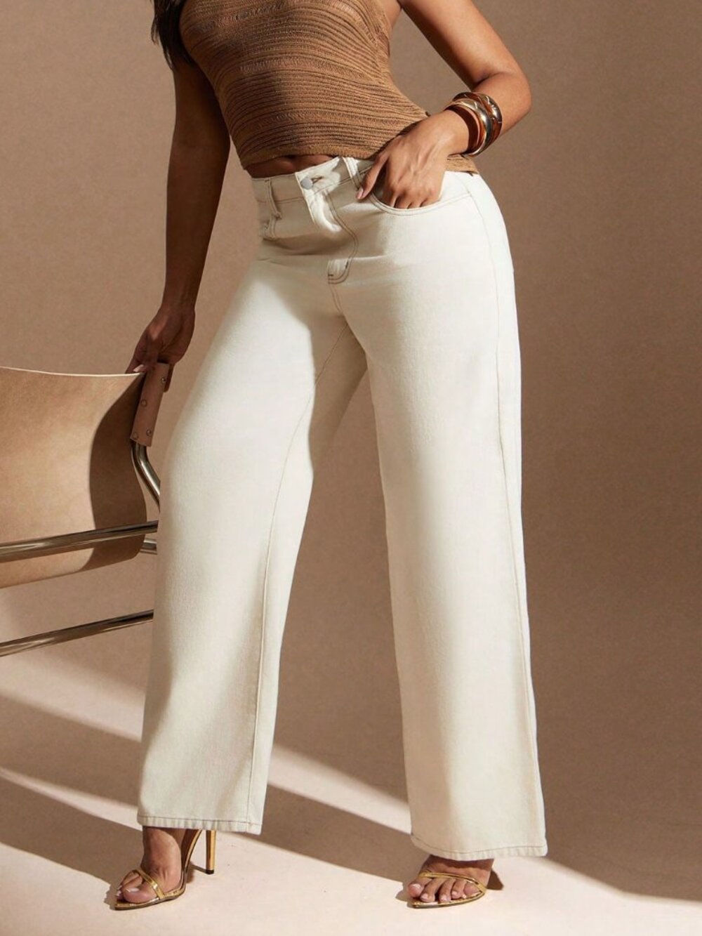 Apricot Casual Women's Minimalist Wide Leg Jeans